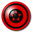 Red and black checkers piece with a bold circular design, used in an online checkers game interface