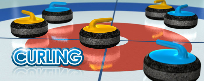 Competitive online curling game with precision shot in progress